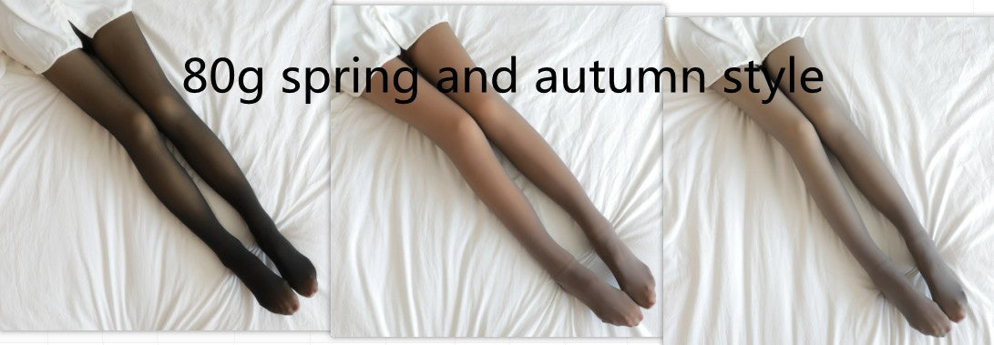 All Sizes Translucent Fake Leggings Fleece Lined Tights Autumn and Winter Warm Fleece Tights