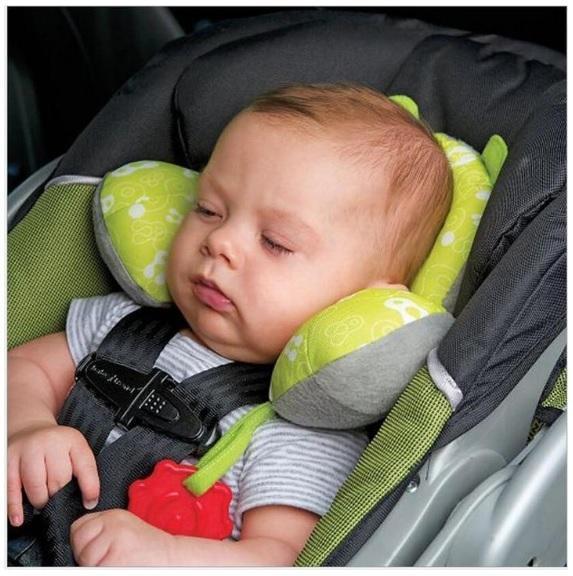 The baby pillow is soft, comfortable for a car seat with a cover.