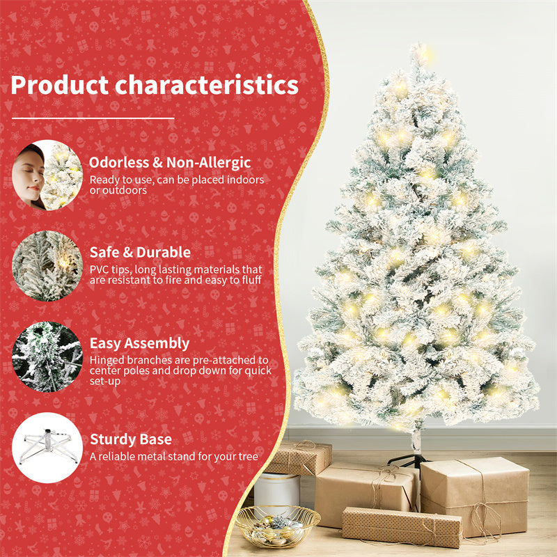 PVC Christmas Tree with Artificial Snow Decoration for Home, Mall