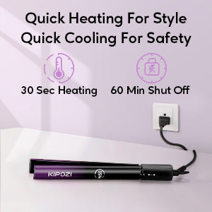 KIPOZI Luxury Hair Straightener 2 in 1 Flat Iron Curling Iron Nano Titanium Instant Heating Flat Iron with Digital LCD Display