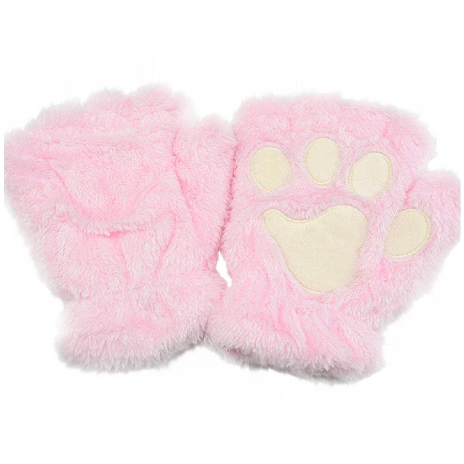 Cute Cat Paw Fluffy Claw Fingerless Gloves Warm Soft Plush Fingerless Panda Glove Half Finger Women Winter Wear Christmas Gifts