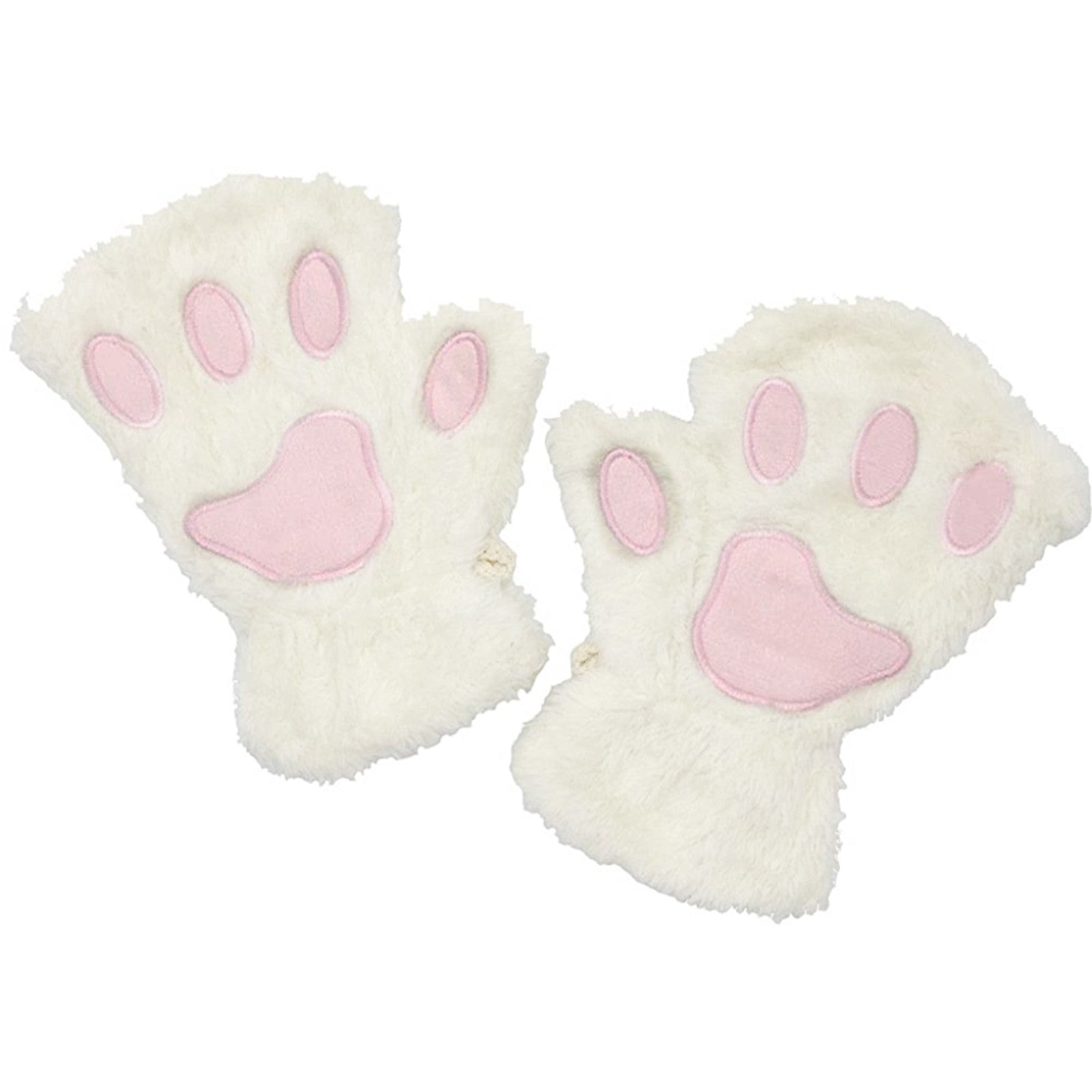 Cute Cat Paw Fluffy Claw Fingerless Gloves Warm Soft Plush Fingerless Panda Glove Half Finger Women Winter Wear Christmas Gifts