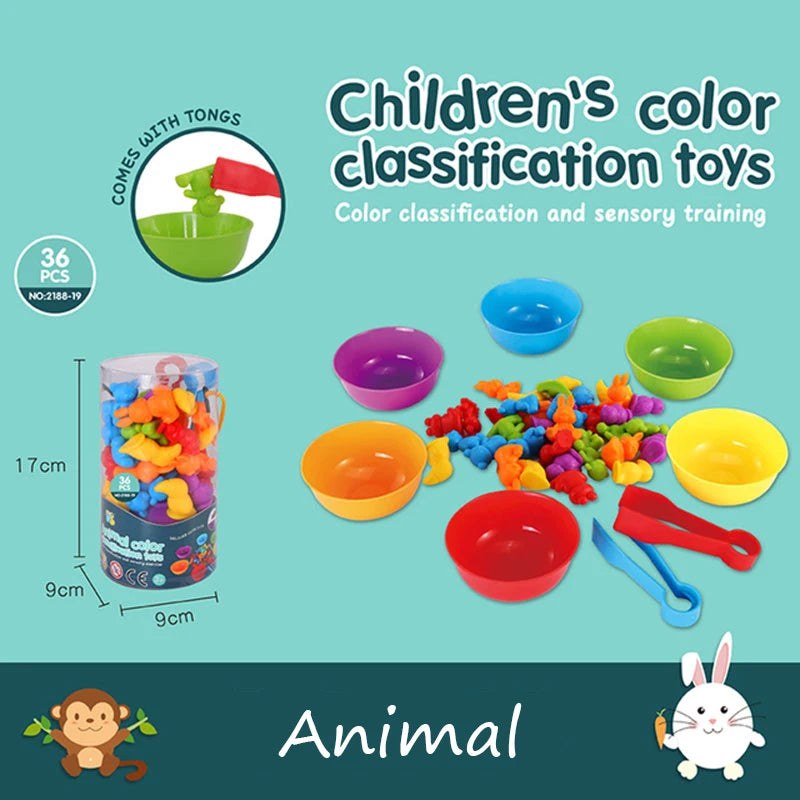 Montessori, Rainbow educational toys color sorting