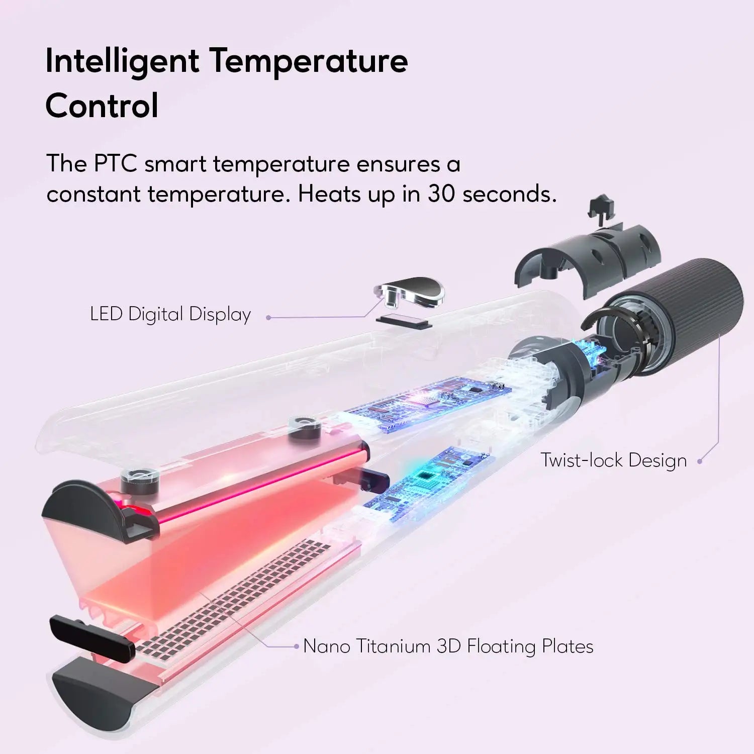 KIPOZI Luxury Hair Straightener 2 in 1 Flat Iron Curling Iron Nano Titanium Instant Heating Flat Iron with Digital LCD Display