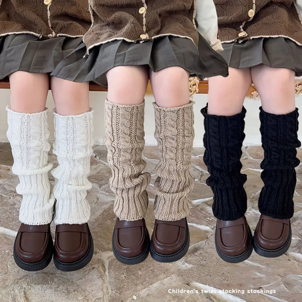 Children Leg Warmers Lolitas Twist Knitted Socks Baby Girls Warm Foot Cover Cute Sweet Ballet Guards Socks Long Stockings