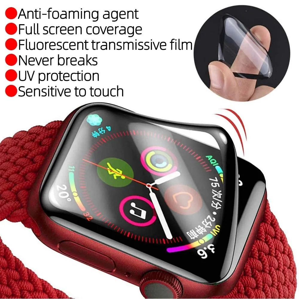 Screen Protector Film for Apple Watch Series 9-8-7-6 5 4 Se ultra-2 49mm 41mm 45mm 40mm 44mm 3D (Not Tempered Glass)