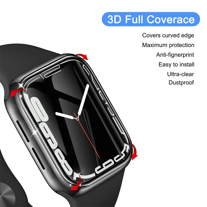 Screen Protector Film for Apple Watch Series 9-8-7-6 5 4 Se ultra-2 49mm 41mm 45mm 40mm 44mm 3D (Not Tempered Glass)