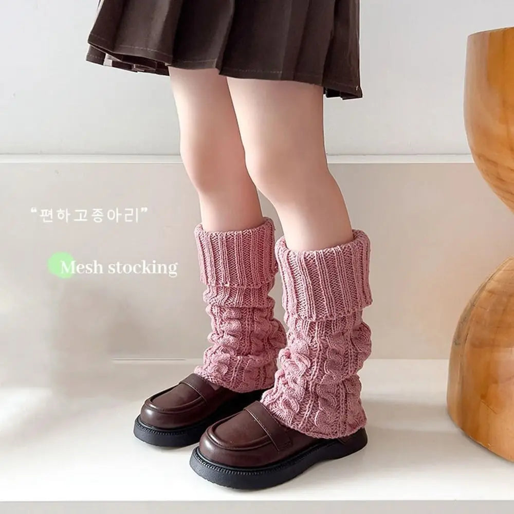 Children Leg Warmers Lolitas Twist Knitted Socks Baby Girls Warm Foot Cover Cute Sweet Ballet Guards Socks Long Stockings