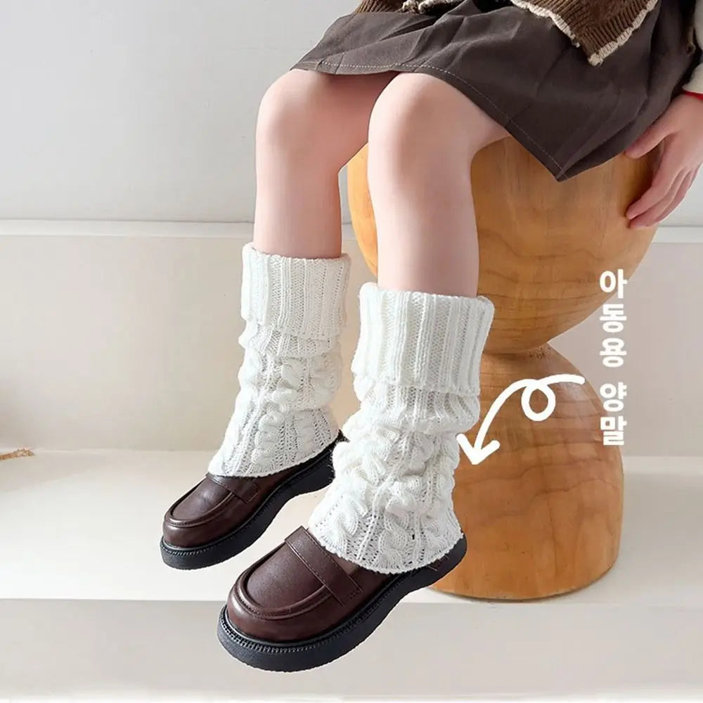 Children Leg Warmers Lolitas Twist Knitted Socks Baby Girls Warm Foot Cover Cute Sweet Ballet Guards Socks Long Stockings