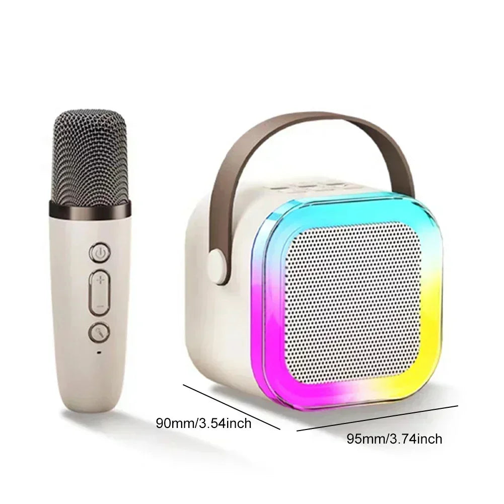 Bluetooth K12 Karaoke Machine Portable 5.3 PA Speaker with 2 Wireless Microphones for Home Party Singing System Set Kids Gifts