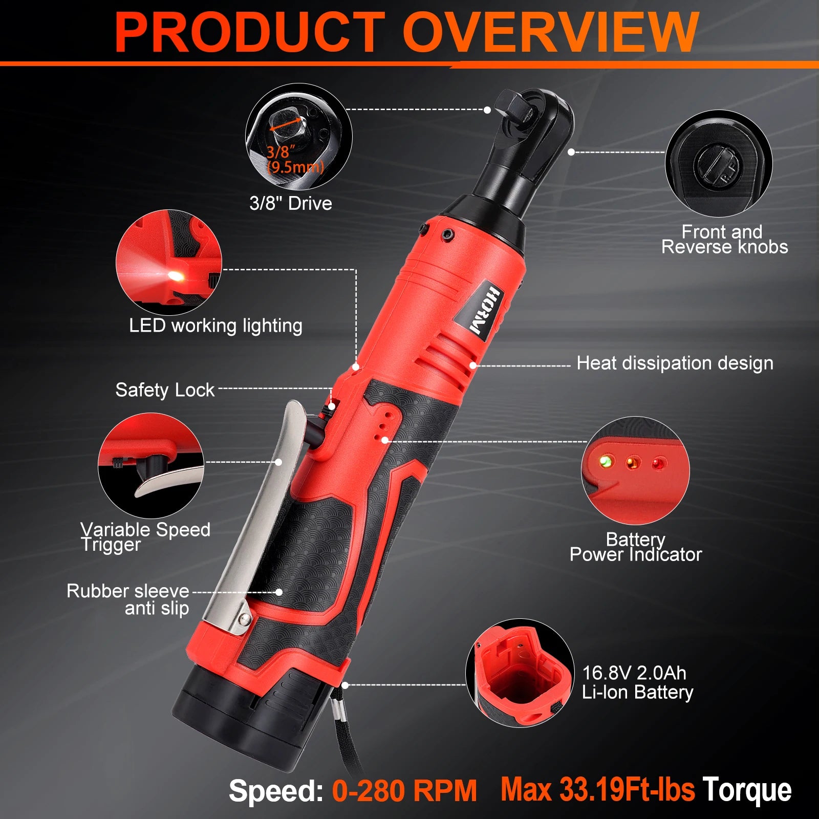 Electric Impact Wrench 16.8V 3/8"