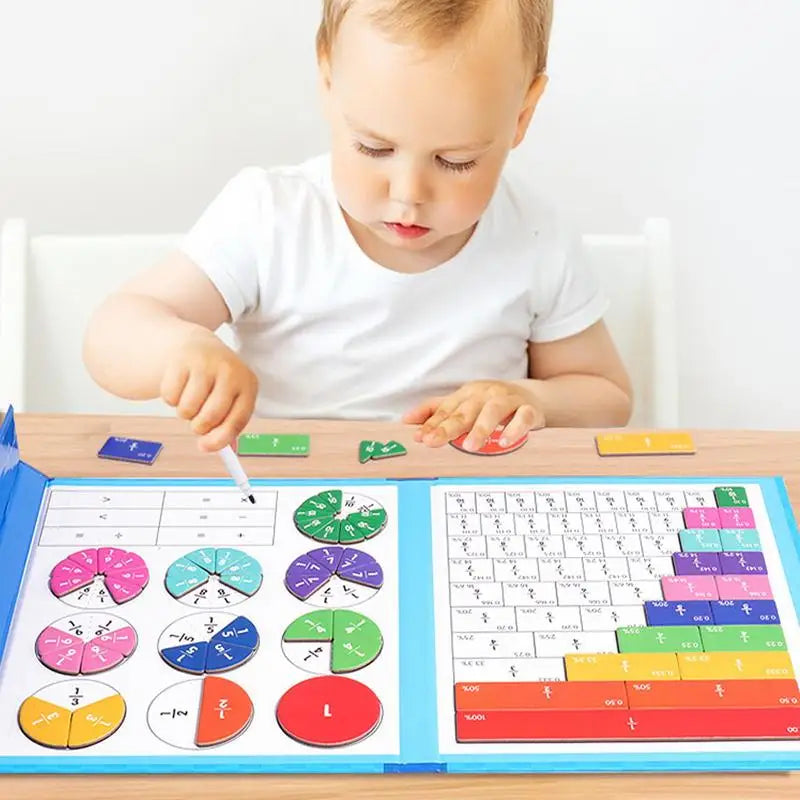 Montessori Fraction Tiles for Kids Magnetic Fraction Puzzle Book Math Educational Tiles Set