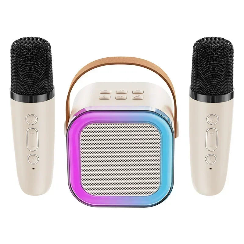 Bluetooth K12 Karaoke Machine Portable 5.3 PA Speaker with 2 Wireless Microphones for Home Party Singing System Set Kids Gifts