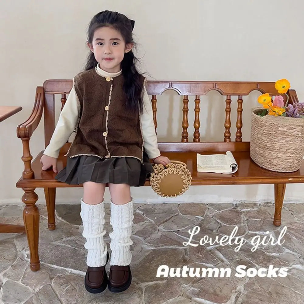 Children Leg Warmers Lolitas Twist Knitted Socks Baby Girls Warm Foot Cover Cute Sweet Ballet Guards Socks Long Stockings