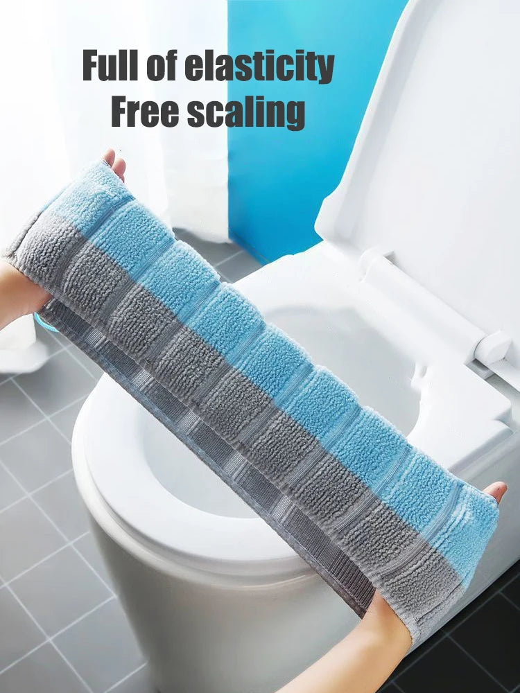 1 Pack Stitched Color Portable Knitted Toilet Mat Thickened Washable Antifreeze Toilet Cover Thickened Knitted O Type Universal