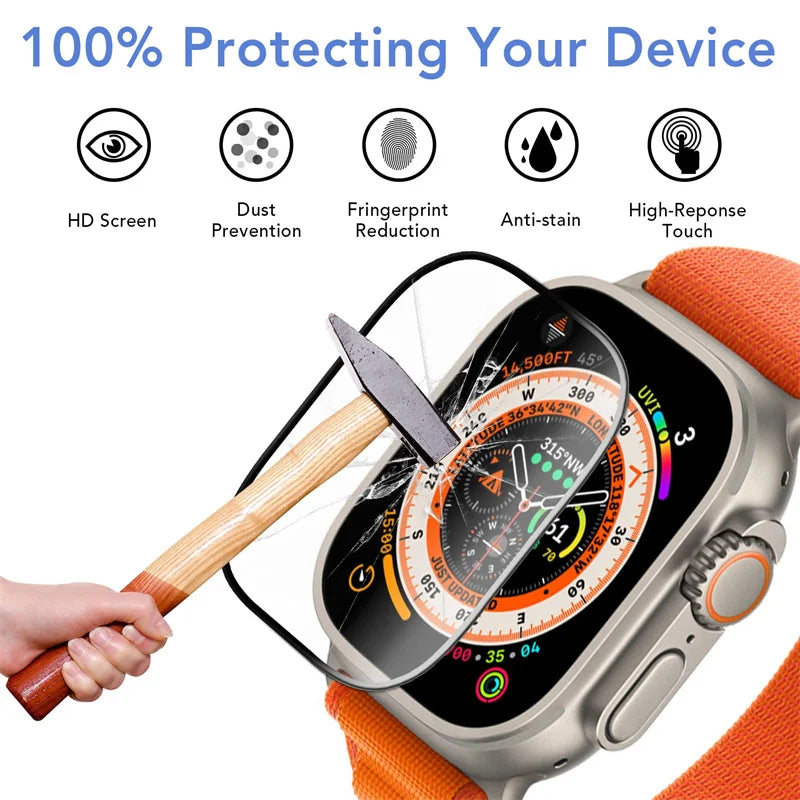 Screen Protector Film for Apple Watch Series 9-8-7-6 5 4 Se ultra-2 49mm 41mm 45mm 40mm 44mm 3D (Not Tempered Glass)