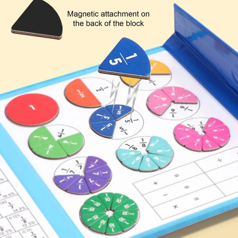 Montessori Fraction Tiles for Kids Magnetic Fraction Puzzle Book Math Educational Tiles Set