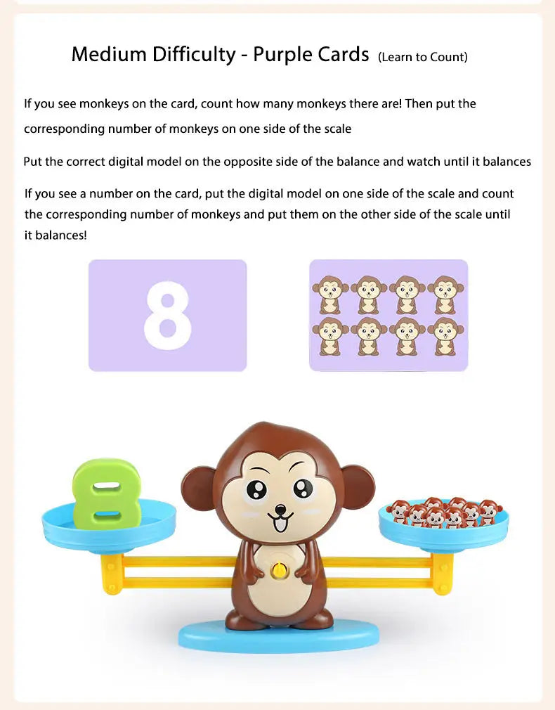 Monkey Balance Math Toy Montessori Learning Scales