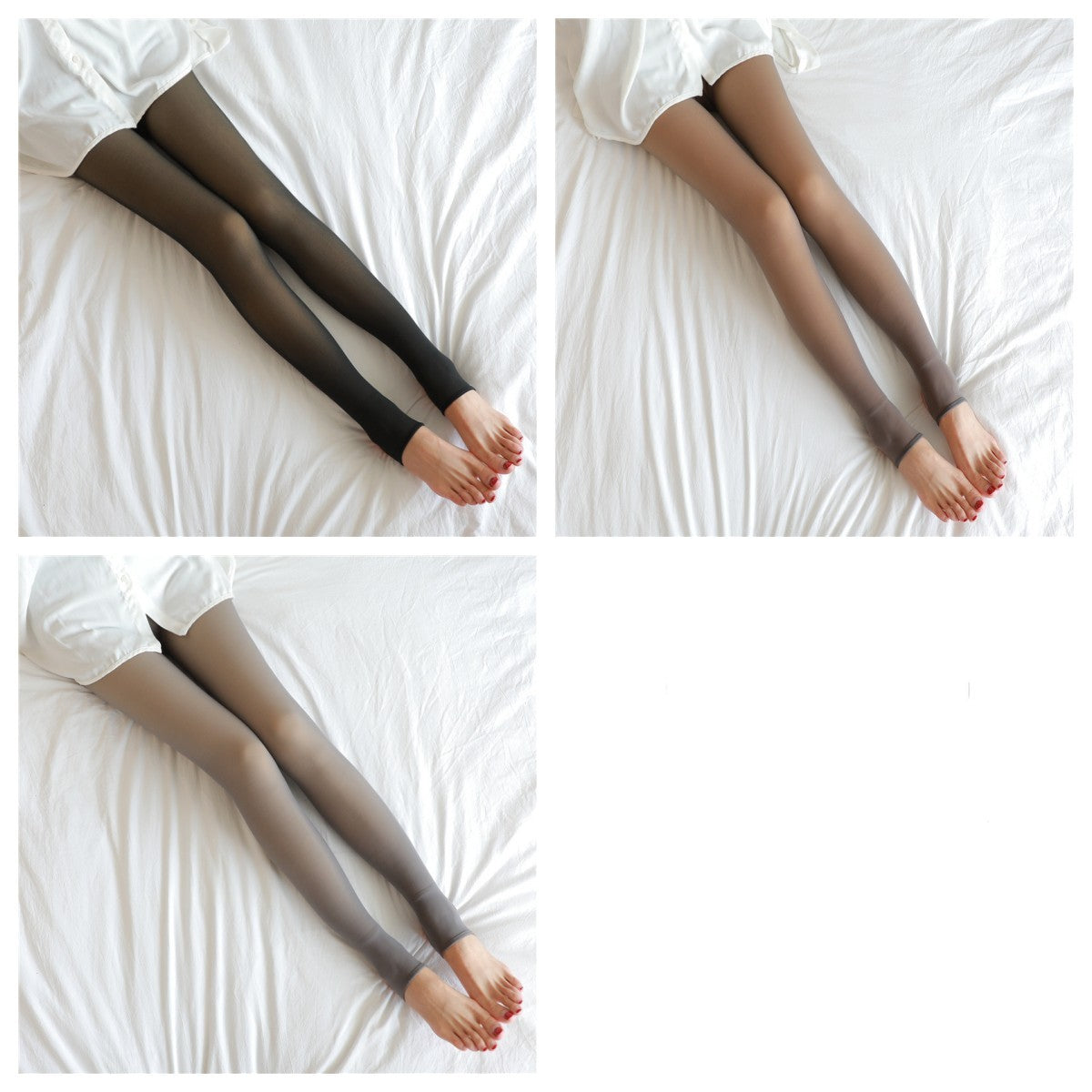 All Sizes Translucent Fake Leggings Fleece Lined Tights Autumn and Winter Warm Fleece Tights