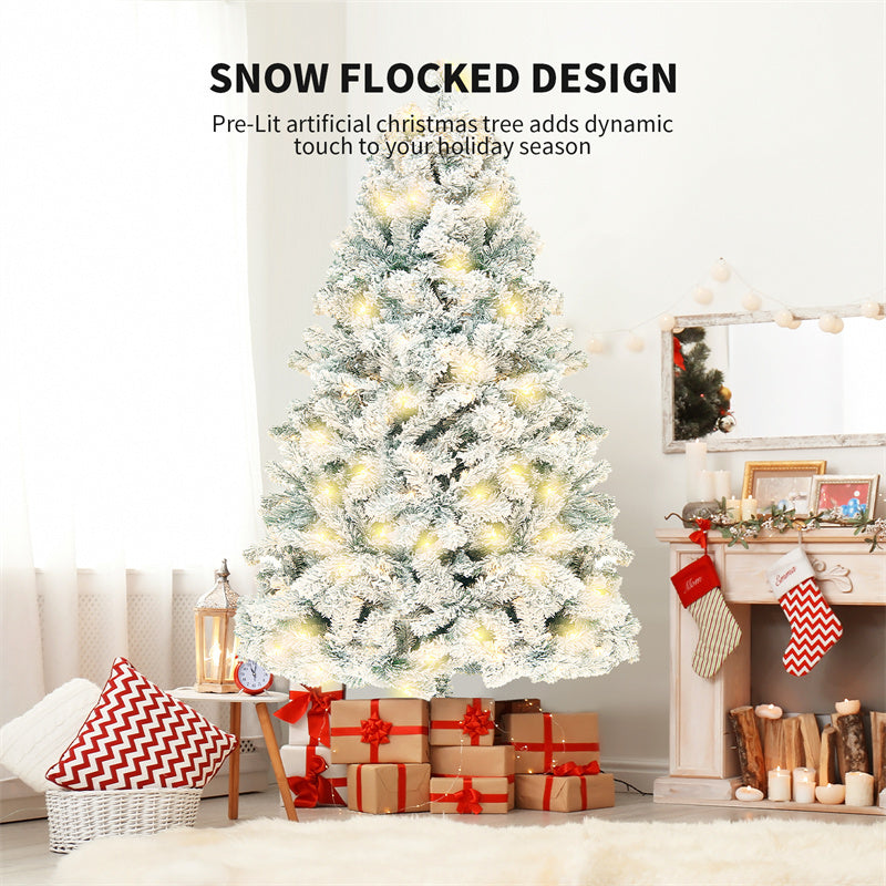 PVC Christmas Tree with Artificial Snow Decoration for Home, Mall