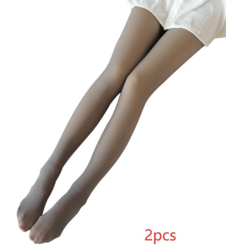 All Sizes Translucent Fake Leggings Fleece Lined Tights Autumn and Winter Warm Fleece Tights